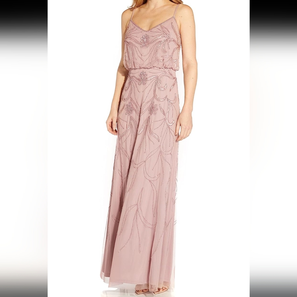 Beaded Adrianna Papell Blouson bridesmaid dress